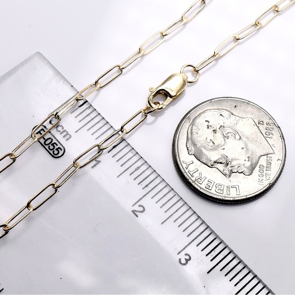 10K Yellow Gold 10” Paper Clip Ankle Bracelet Lobster Clasp 1.19g - New - Picture 5 of 6